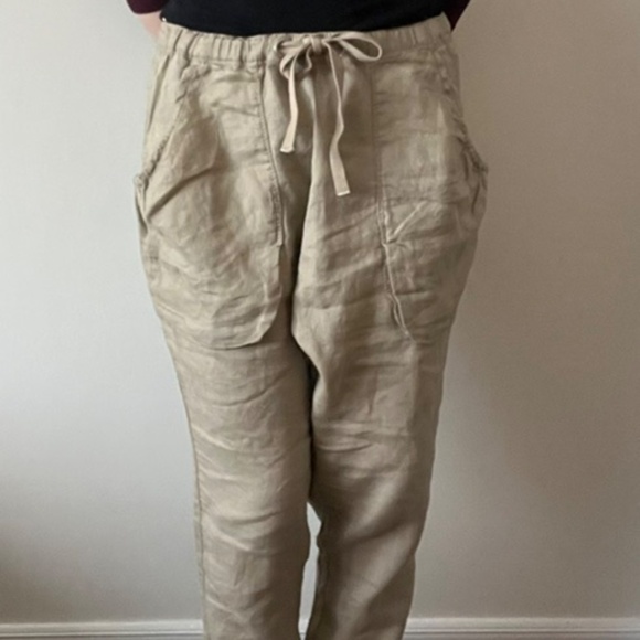 Stile Benetton - 100% Linen Beige Jogger Pants: Women’s Size M - Picture 2 of 8
